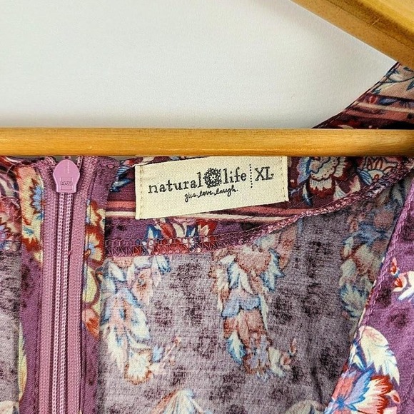 Natural Life Evangeline Deep V-Neck Maxi Dress – Purple Border – Size XL - Picture 8 of 8